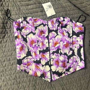 Satin Floral Bustier Tube Top